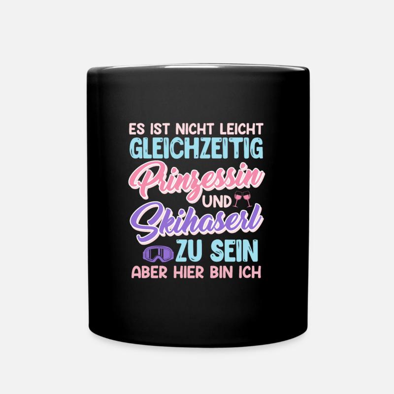 Skihasen Nicht Leicht Prinzessin und Skihaserl - Tasse einfarbig - Schwarz