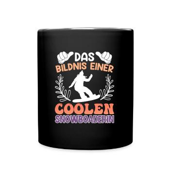 Snowboard Das Bildnis einer Coolen Snowboarderin - Tasse einfarbig - Schwarz - Vorne