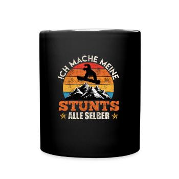 Snowboard Freestyle Mache Meine Stunts Selber - Tasse einfarbig - Schwarz - Vorne