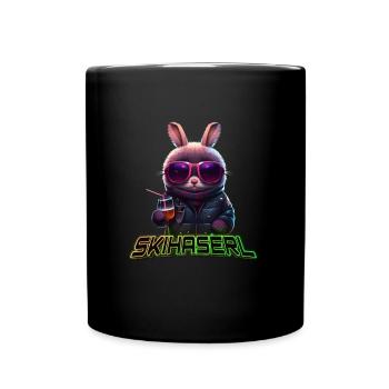 Skihaserl Skihasen Skifahrer Damen Skihäschen - Tasse einfarbig - Schwarz - Vorne