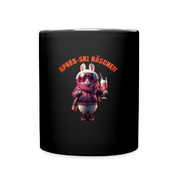 Apres-Ski Häschen Cool mit Cocktail Ski Party - Tasse einfarbig - Schwarz - Vorne