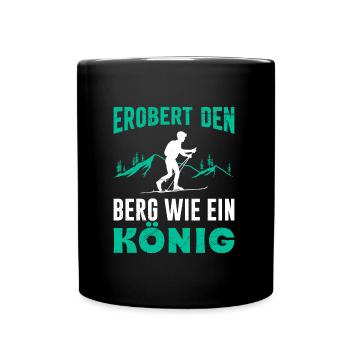 Ski Touring Erobert den Berg wie ein König - Tasse einfarbig - Schwarz - Vorne