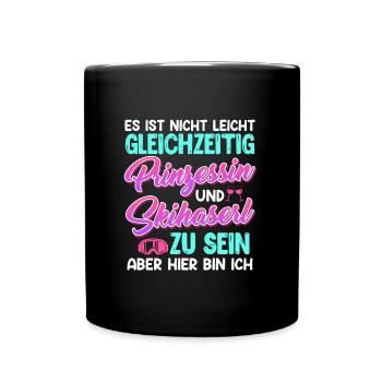 Skihasen Nicht Leicht Prinzessin und Skihaserl - Tasse einfarbig - Schwarz - Vorne