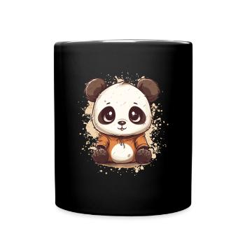 Panda - Tasse einfarbig - Schwarz - Vorne