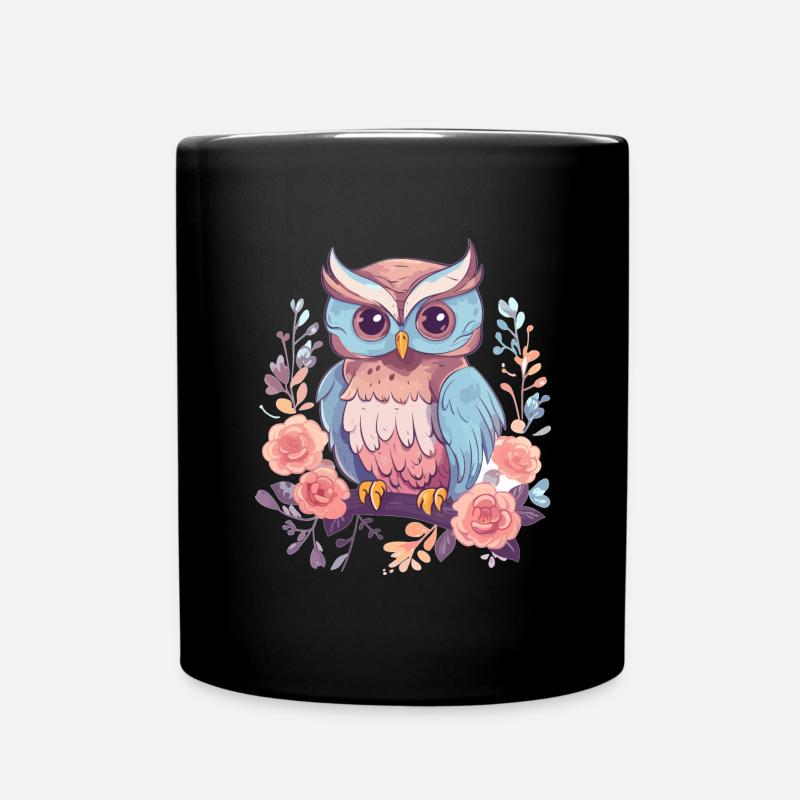 Eule - Tasse einfarbig - Schwarz