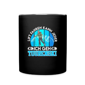 Skitouring Ich Geh Tourenski Skibergsteiger - Tasse einfarbig - Schwarz - Vorne