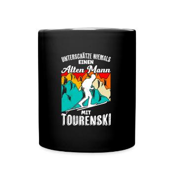 Unterschätze Niemals einen Alten Mann mit - Tasse einfarbig - Schwarz - Vorne