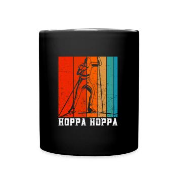 Skilanglauf Hoppa Hoppa Skiläufer Shirt - Tasse einfarbig - Schwarz - Vorne