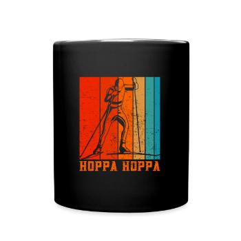 Skilanglauf Hoppa Hoppa Skiläufer Shirt - Tasse einfarbig - Schwarz - Vorne