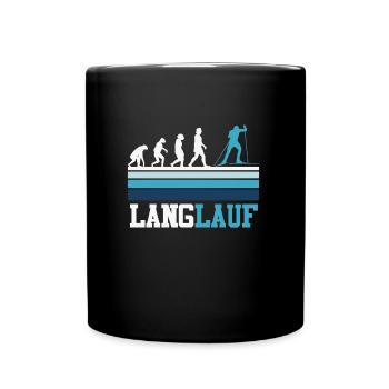 Skilangläufer Cross Country Skiing Wintersport - Tasse einfarbig - Schwarz - Vorne