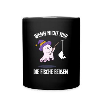 Halloween Wenn Nicht die Fische beißen - Tasse einfarbig - Schwarz - Vorne