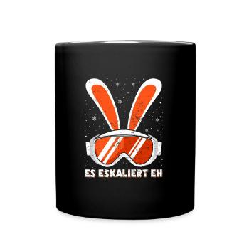 Skihasen Apres-Ski Party Es Eskaliert Eh - Tasse einfarbig - Schwarz - Vorne