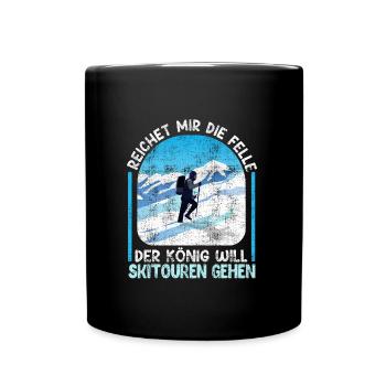 Skibergsteigen Der König will Skitouren Gehen - Tasse einfarbig - Schwarz - Vorne