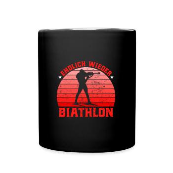 Wintersport Endlich Wieder Biathlon Wettkampf - Tasse einfarbig - Schwarz - Vorne