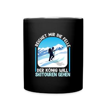 Skibergsteigen Der König will Skitouren Gehen - Tasse einfarbig - Schwarz - Vorne