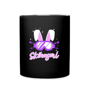 Skihaserl Apres Ski Party Skifahrerin Bunny - Tasse einfarbig - Schwarz - Vorne