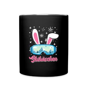 Skihäschen Apres Ski Party Outfit Hasenohren - Tasse einfarbig - Schwarz - Vorne