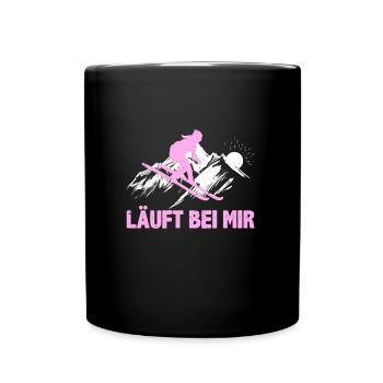 Skifahrer Läuft bei Mir Wintersportler Skifahren - Tasse einfarbig - Schwarz - Vorne