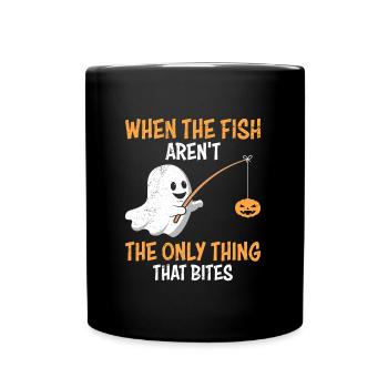 Halloween Wenn Nicht die Fische beißen - Tasse einfarbig - Schwarz - Vorne