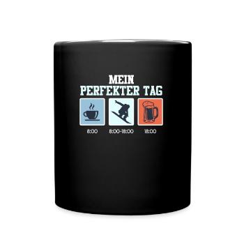 Snowboard Mein Perfekter Tag Kaffee Snowboarden - Tasse einfarbig - Schwarz - Vorne