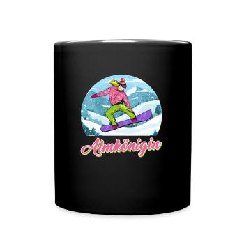 Snowboarderin Almkönigin Snowboarder Frauen - Tasse einfarbig - Schwarz - Vorne
