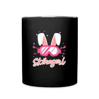 Skihaserl Apres Ski Party Skifahrerin Bunny - Tasse einfarbig - Schwarz - Vorne