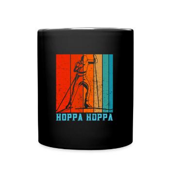 Skilanglauf Hoppa Hoppa Skiläufer Shirt - Tasse einfarbig - Schwarz - Vorne