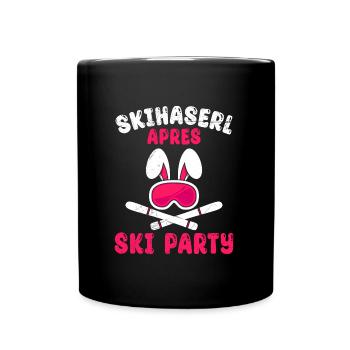 Skihaserl Apres Ski Party Skihasen Skifahren - Tasse einfarbig - Schwarz - Vorne