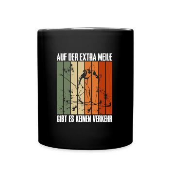 Skilanglauf Auf der Extra Meile Kein Verkehr - Tasse einfarbig - Schwarz - Vorne