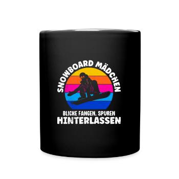 Snowboard Mädchen Blick Fangen Spuren hinterlassen - Tasse einfarbig - Schwarz - Vorne