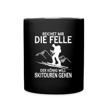 Ski Touring Der König will Skitouren Gehen - Tasse einfarbig - Schwarz - Vorne