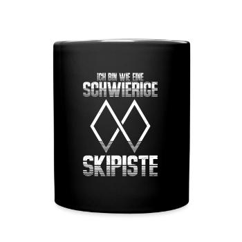 Skiurlaub Ich bin wie eine Schwierige Skipiste - Tasse einfarbig - Schwarz - Vorne