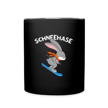 Schneehase Apres Party Skihasen Skihaserl - Tasse einfarbig - Schwarz - Vorne