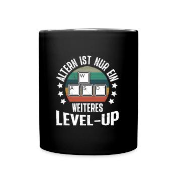 Retro Gamer Altern ist nur ein Weiteres Level Up - Tasse einfarbig - Schwarz - Vorne