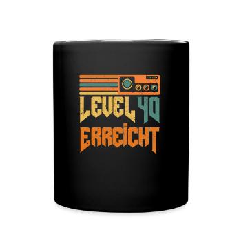 Retro Gamer Level 40 Unlocked B-Day Alter - Tasse einfarbig - Schwarz - Vorne