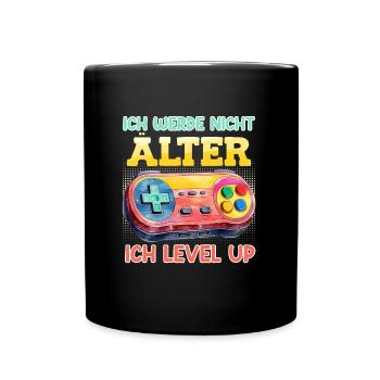 Video Spieler Retro Werde nicht Älter Ich Level Up - Tasse einfarbig - Schwarz - Vorne