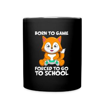 Gaming Cat Forced to Go to School Video Gamer - Full Colour Mug - black - Front
