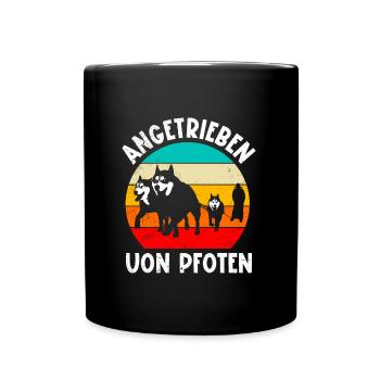 Sibirischer Husky Angetrieben von Pfoten - Tasse einfarbig - Schwarz - Vorne