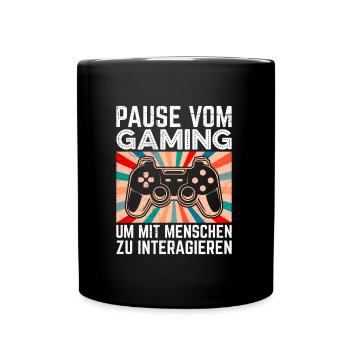 Video Spieler Pause vom Gaming Controller Video - Tasse einfarbig - Schwarz - Vorne