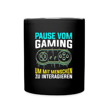 Video Spieler Pause vom Gaming Controller Video - Tasse einfarbig - Schwarz - Vorne