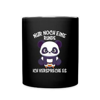 Gaming Panda Nur noch Eine Runde Ich Versprechs - Tasse einfarbig - Schwarz - Vorne