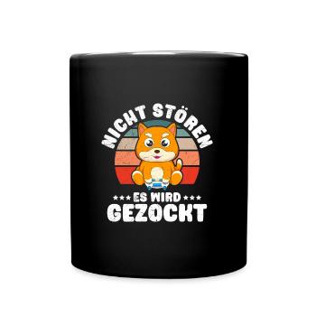 Gaming Katze Nicht Stören es wird Gezockt Kinder - Tasse einfarbig - Schwarz - Vorne