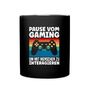 Video Spieler Pause vom Gaming Controller Video - Tasse einfarbig - Schwarz - Vorne