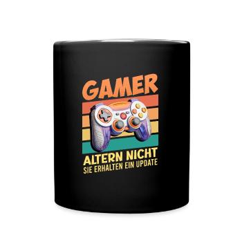 Gamer Altern nicht, Sie Leveln! Retro Gamer - Tasse einfarbig - Schwarz - Vorne