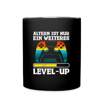 Retro Gamer Altern ist nur ein Weiteres Level Up - Tasse einfarbig - Schwarz - Vorne