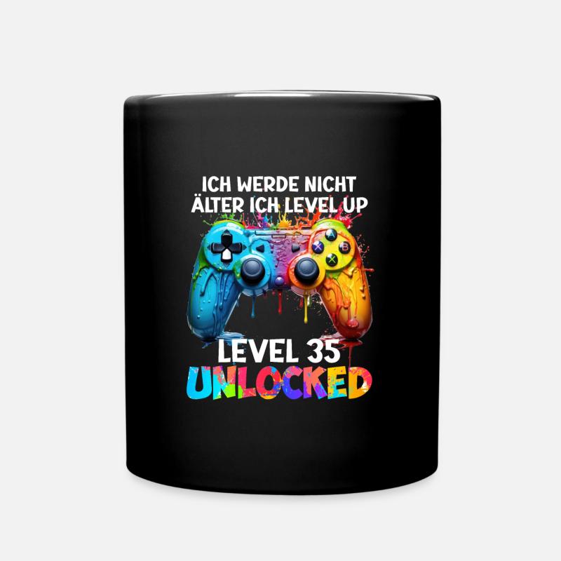 Level 35 Unlocked B-Day 35 Jahre Videospiel - Tasse einfarbig - Schwarz
