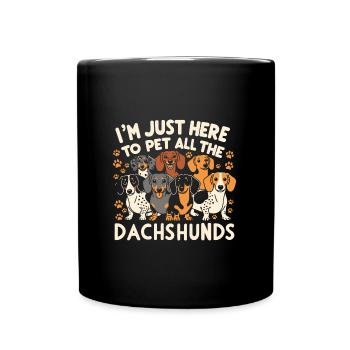 Je suis juste là pour caresser tous les teckels - Mug uni - noir - Devant