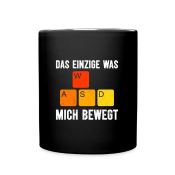 Video Spieler Gaming PC Tastatur Was mich Bewegt - Tasse einfarbig - Schwarz - Vorne