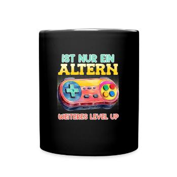 Retro Gamer Ist Nur ein Altern Weiteres Level Up - Tasse einfarbig - Schwarz - Vorne