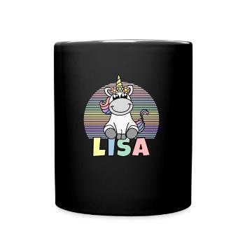 Lisa Unicorn Name - Full Colour Mug - black - Front